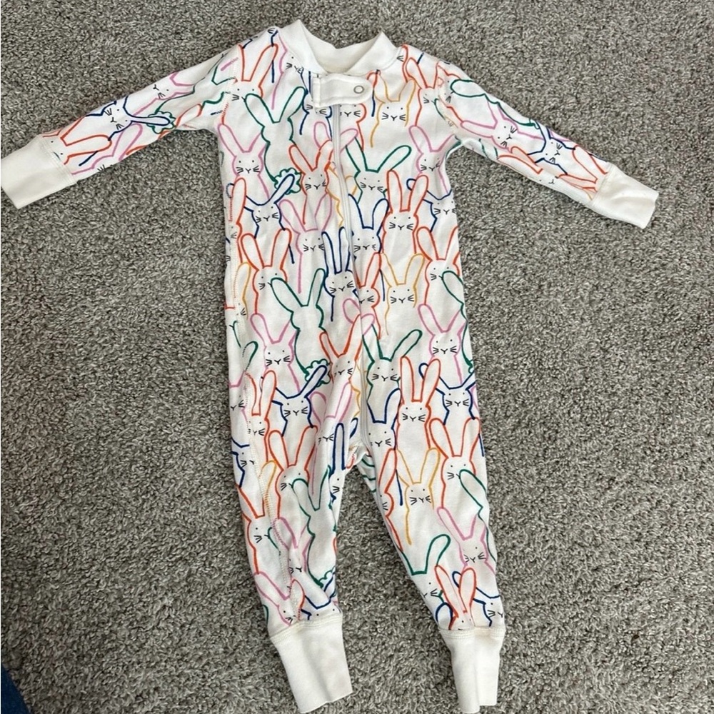 Hanna Andersson Multicolor Bunny Print Onesie